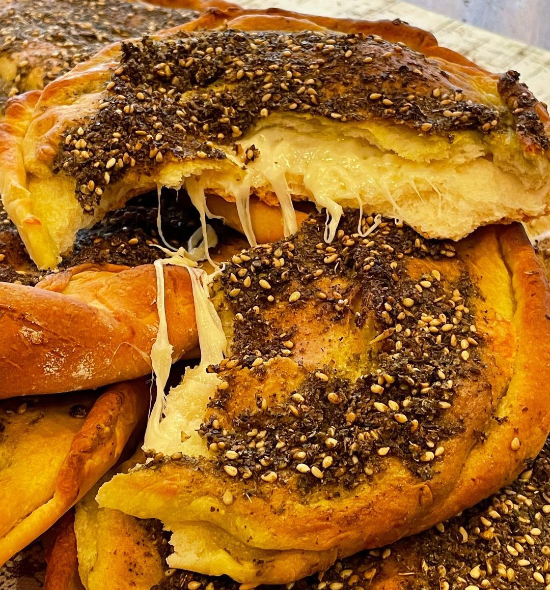 Zaatar Cheese Stuffed Manakeesh Middle eastern flat bread inspired