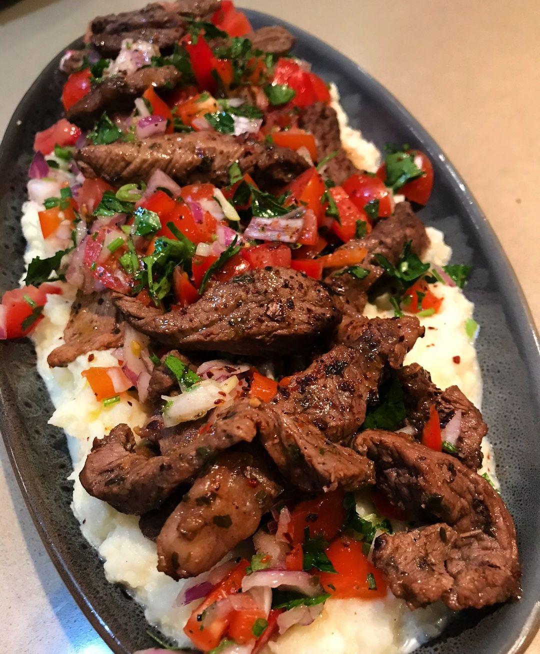 Spicy Greek lamb with cauliflower mash This is my addition