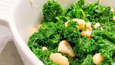 Warm Kale Salad One bunch of green kale stem removed