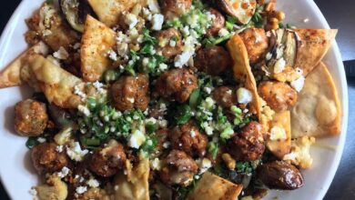 Middle eastern style nachos but with meat balls You have