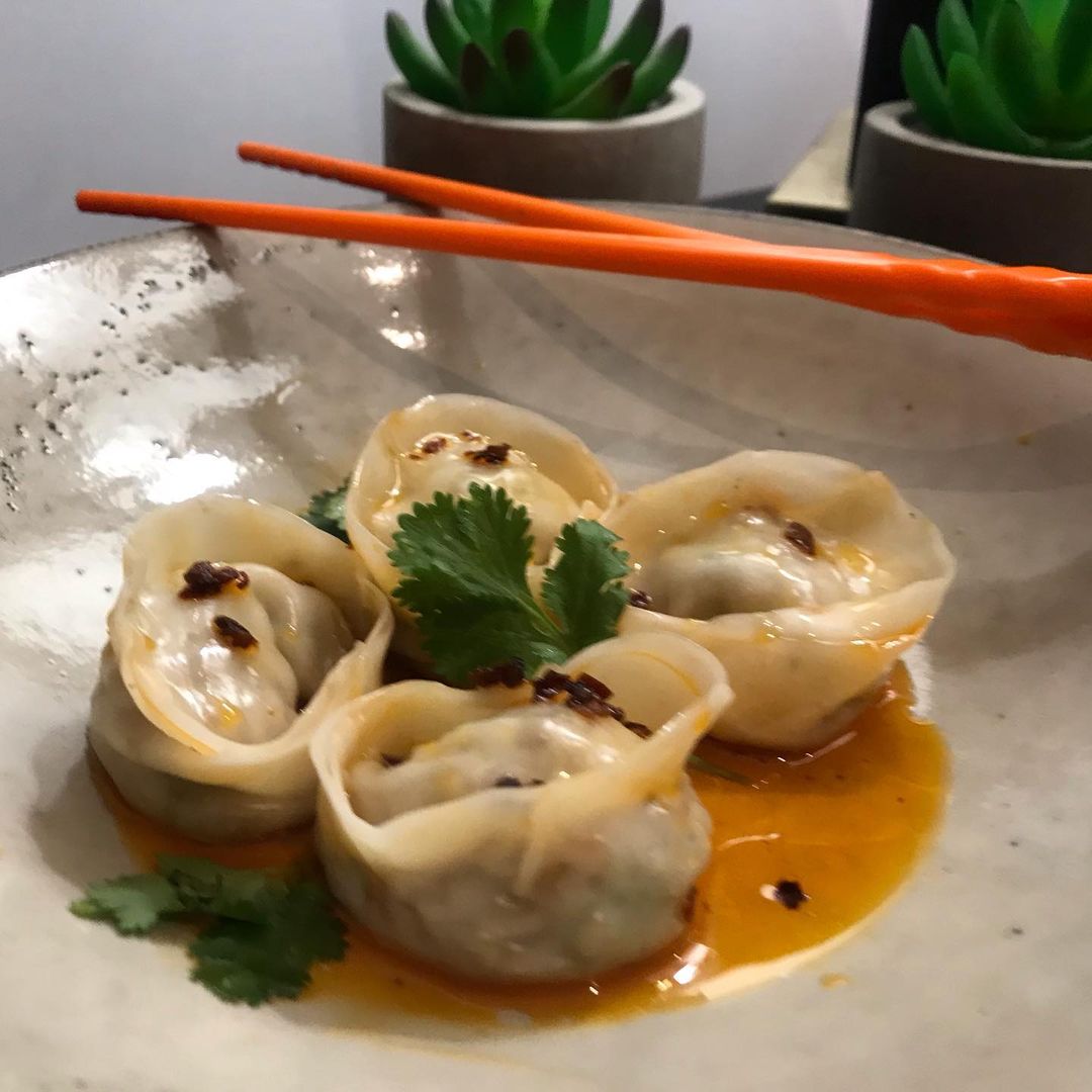 STEAMED PORK DUMPLINGS WITH CHILLI JAM OIL This gloomy weather