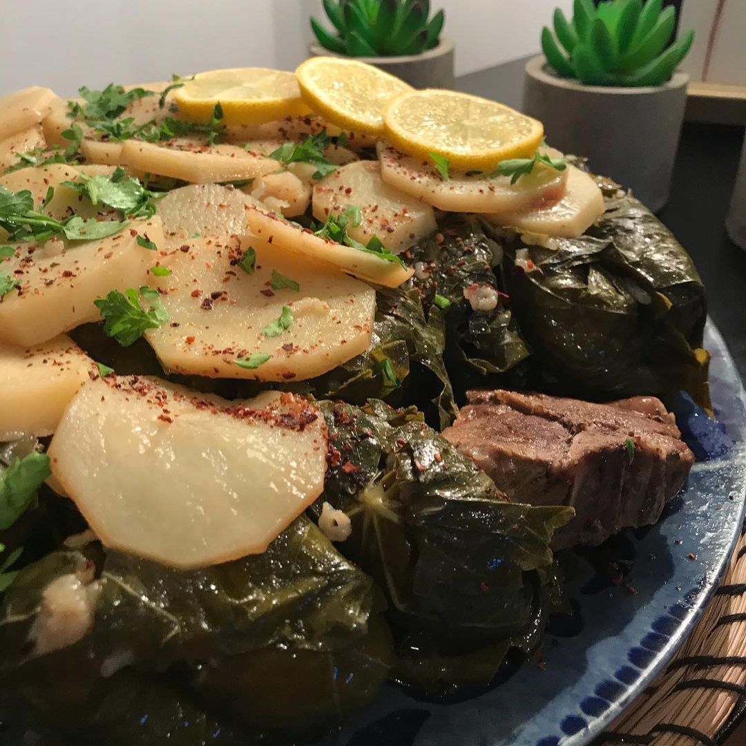 VEGETARIAN DOLMADES with Lamb chops and potatoes I flipped it